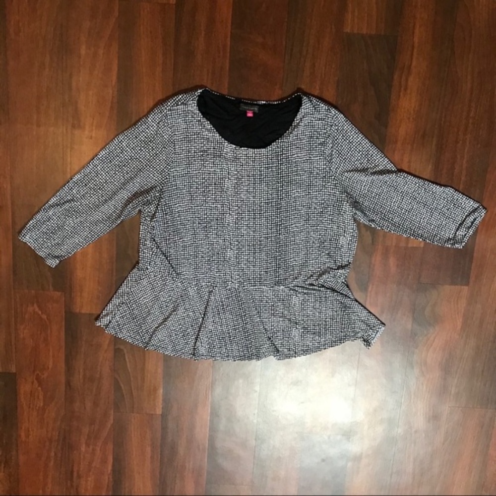 Plus Size Black with white polka dot peplum top